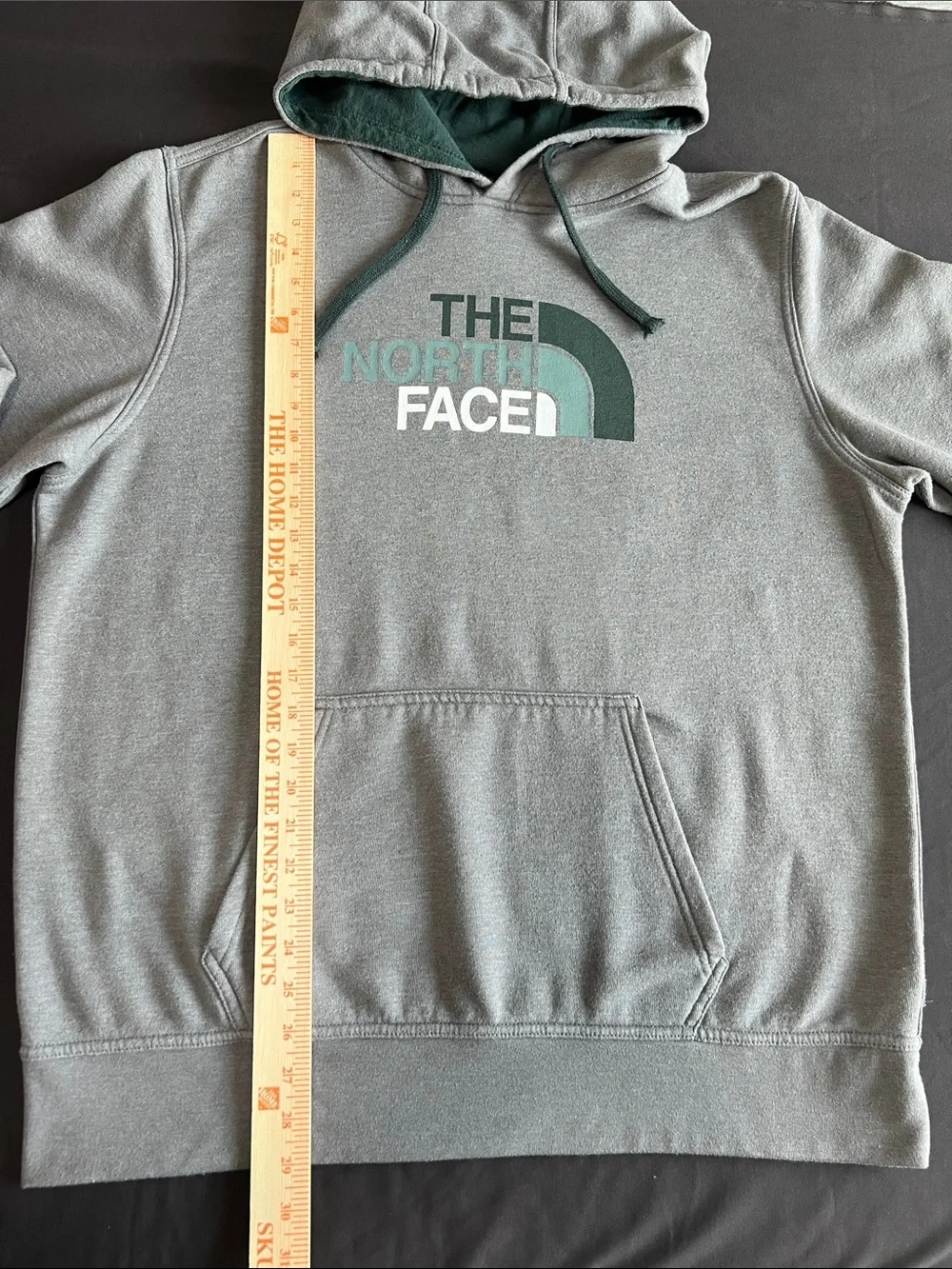 The North Face Gray Hoodie with Teal Logo